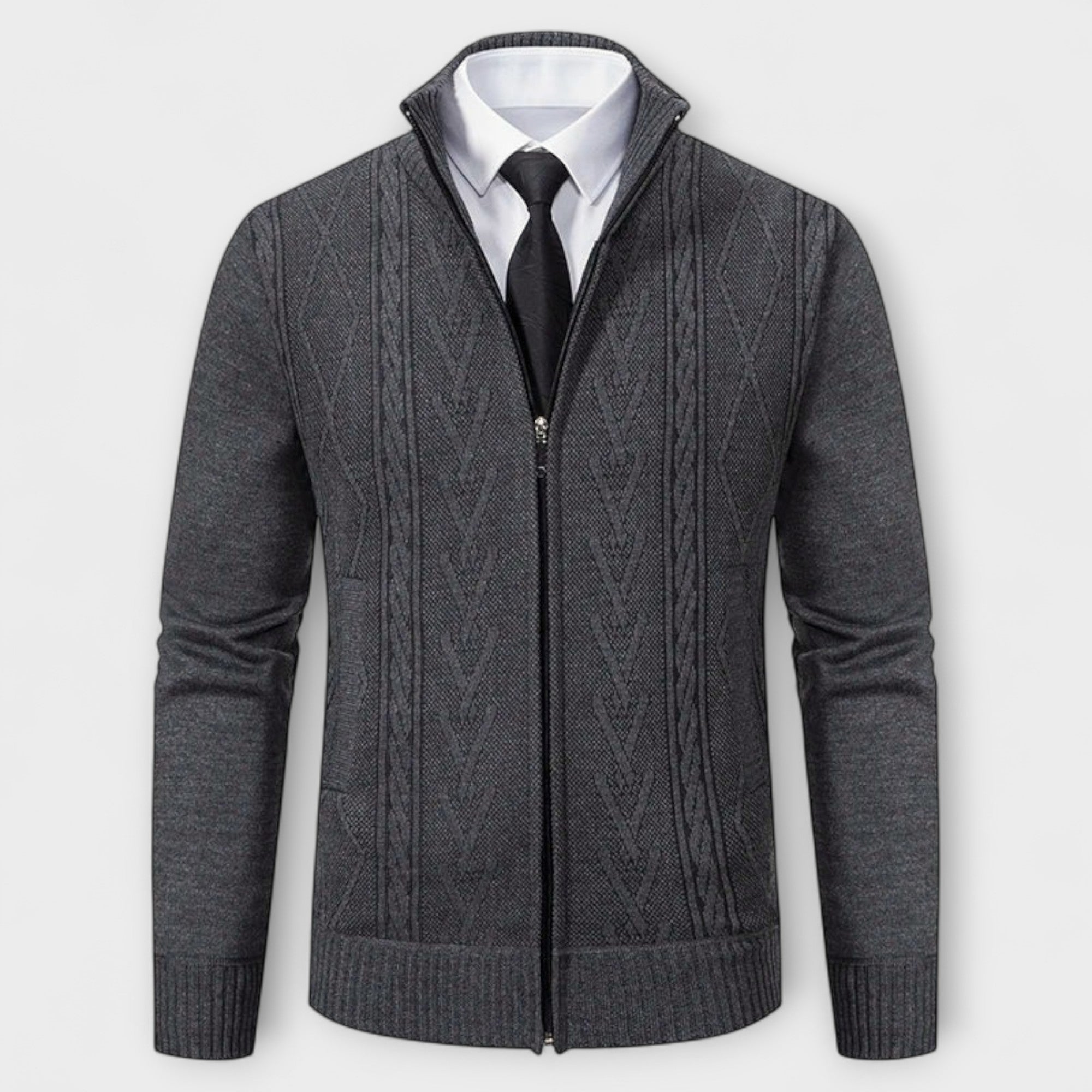 Langley™ – Cardigan con zip a lavorazione a trecce