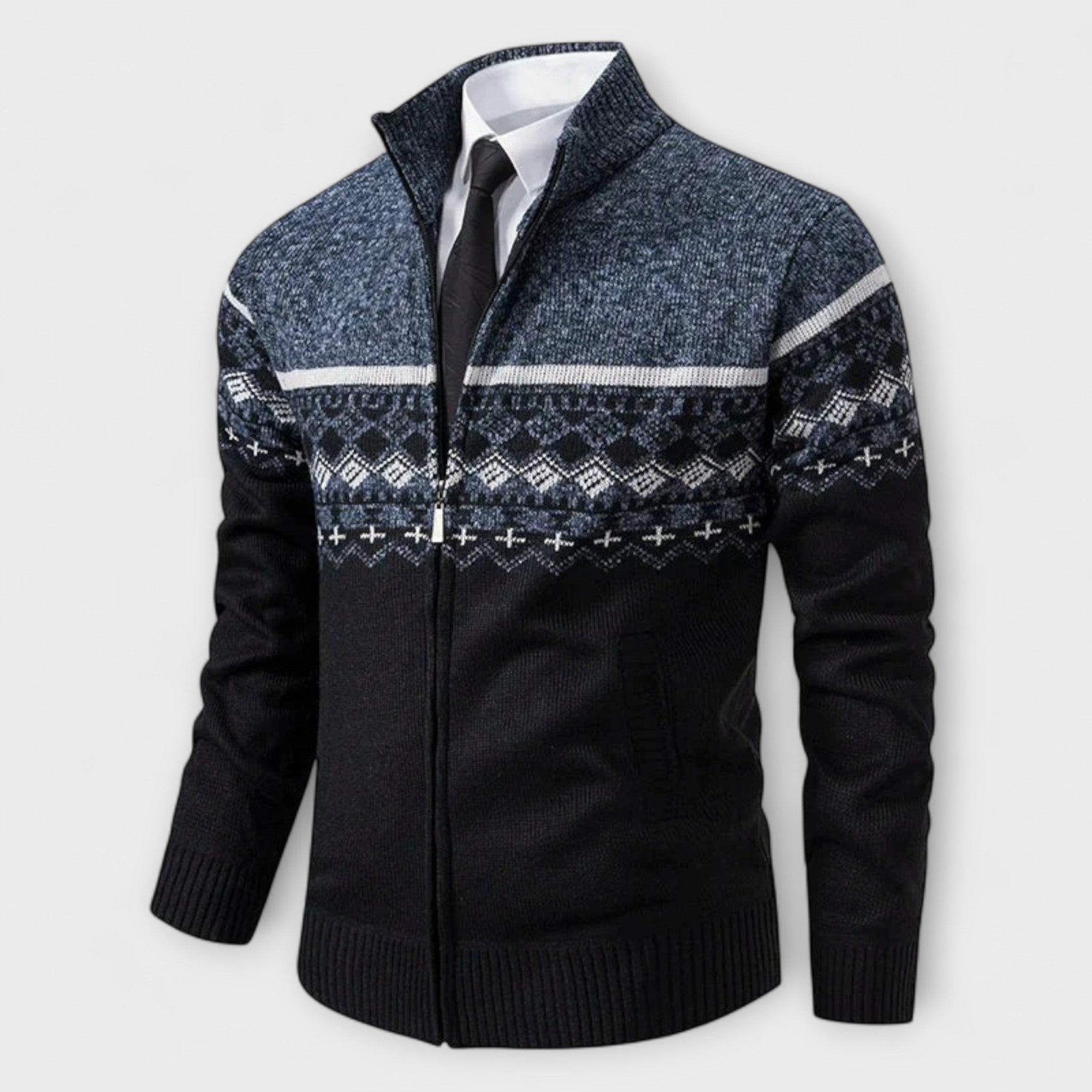 Howard™ – Cardigan con Zip in Maglia Nordica