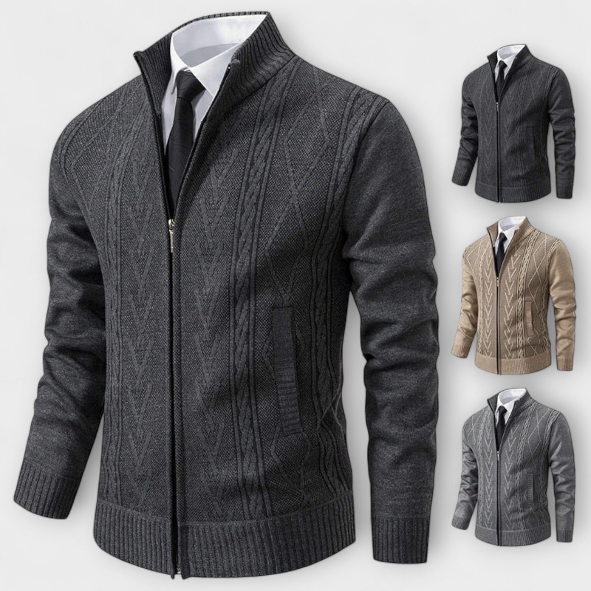 Langley™ – Cardigan con zip a lavorazione a trecce