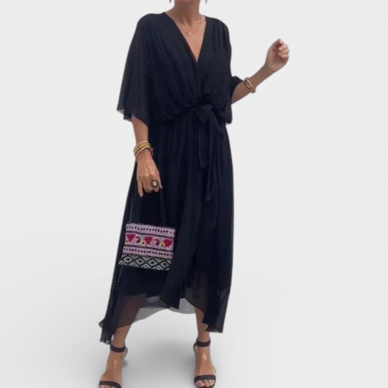 Abito in mussola di seta - Scollo a V - Elegante e alla moda