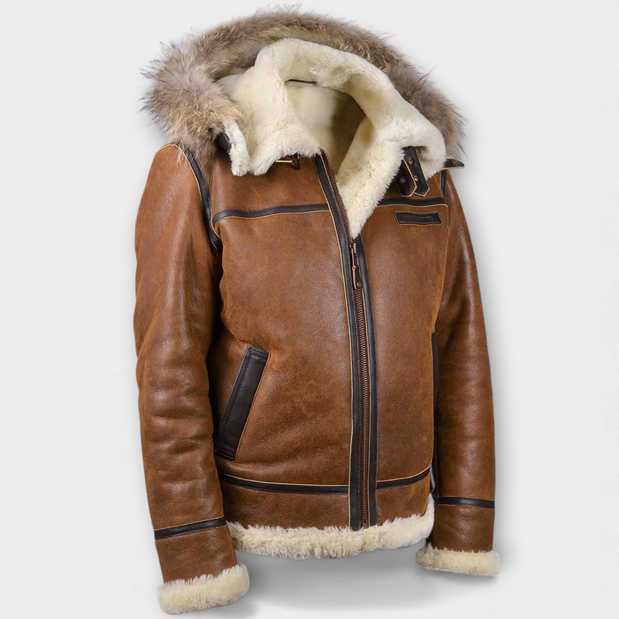 Aron™ | Giacca Bomber con Cappuccio in Pelliccia