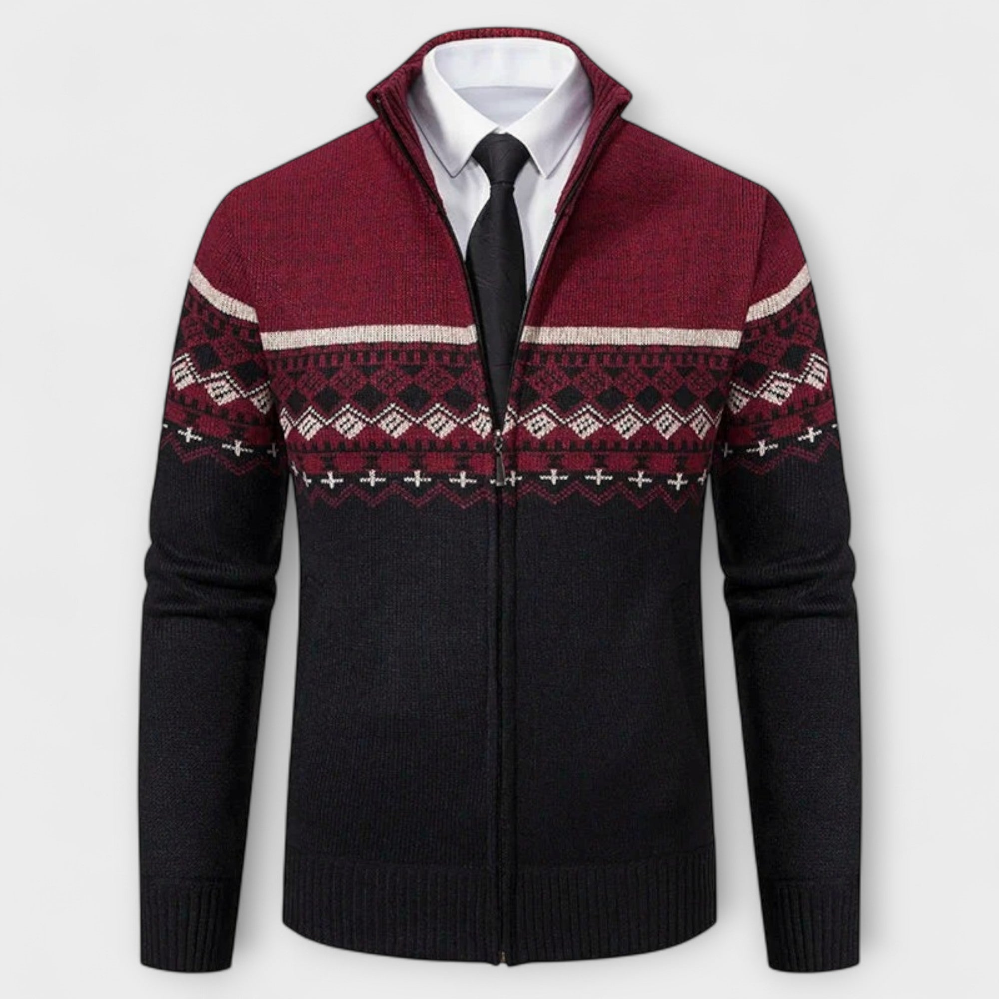 Howard™ – Cardigan con Zip in Maglia Nordica