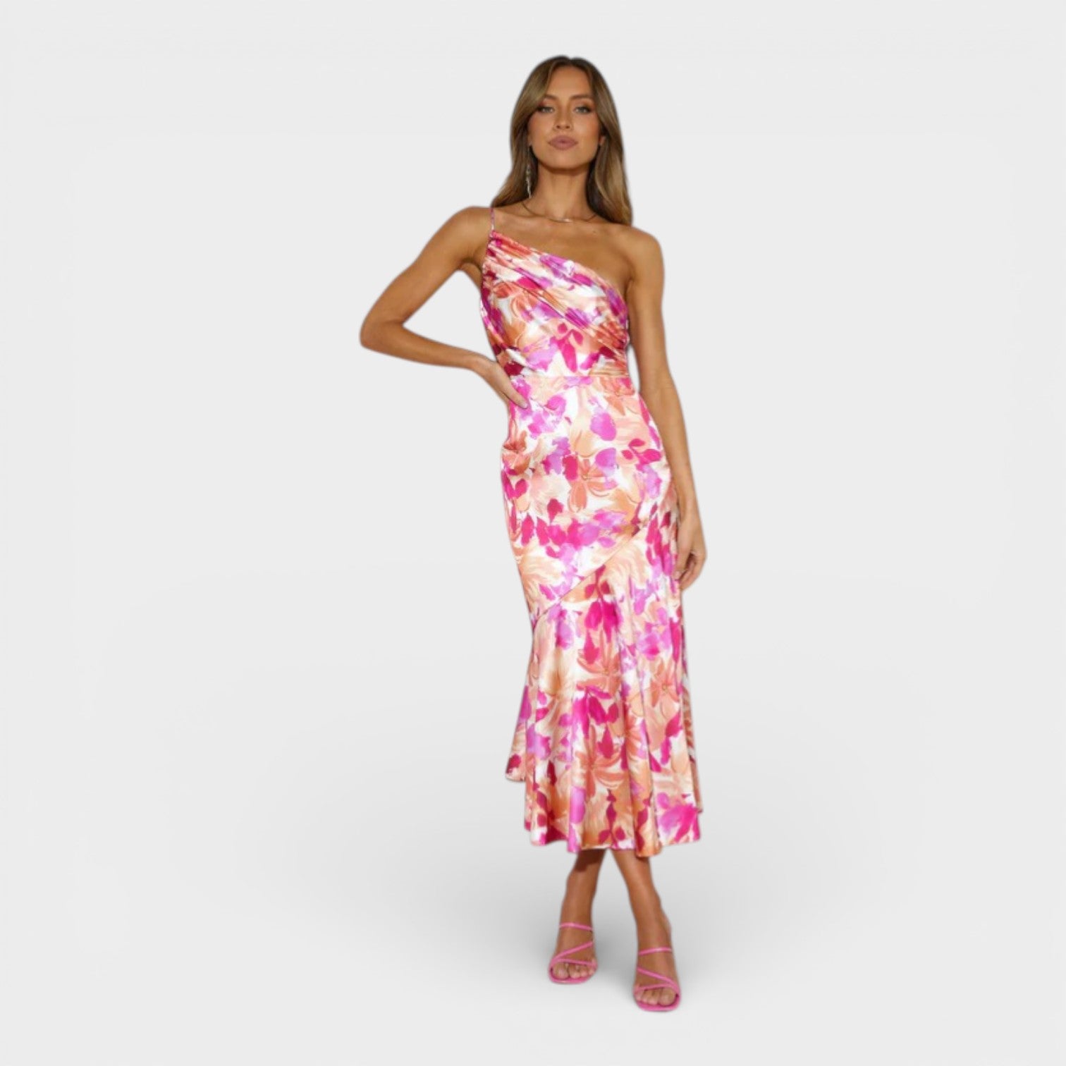 Aeris | Abito lungo asimmetrico con stampa floreale