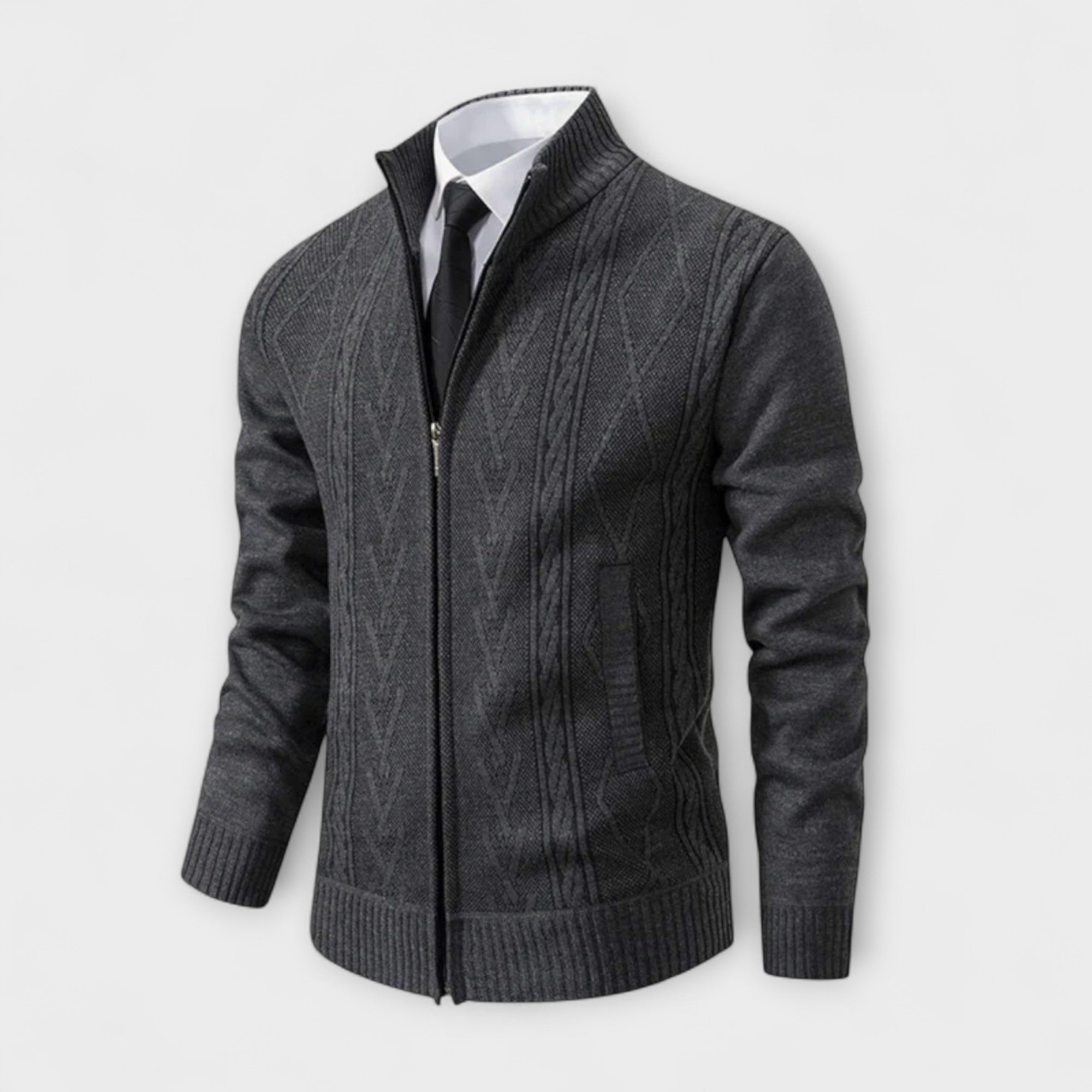 Langley™ – Cardigan con zip a lavorazione a trecce