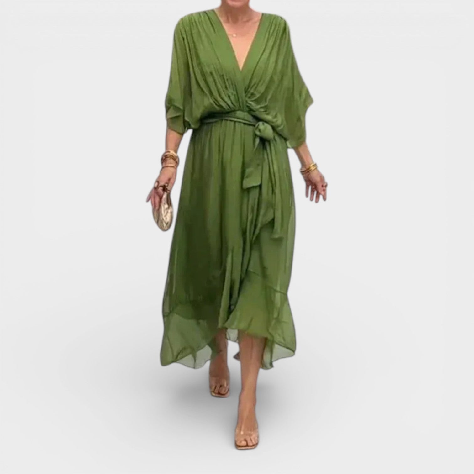 Abito in mussola di seta - Scollo a V - Elegante e alla moda