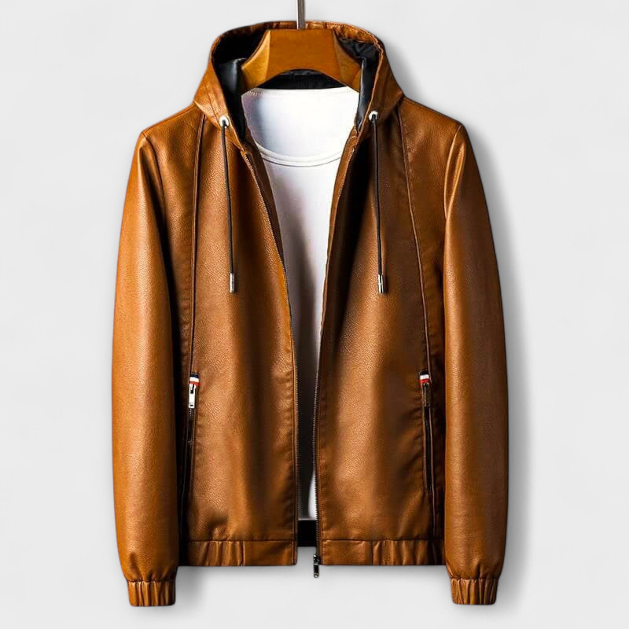 Giacca in Eco-Pelle con Cappuccio