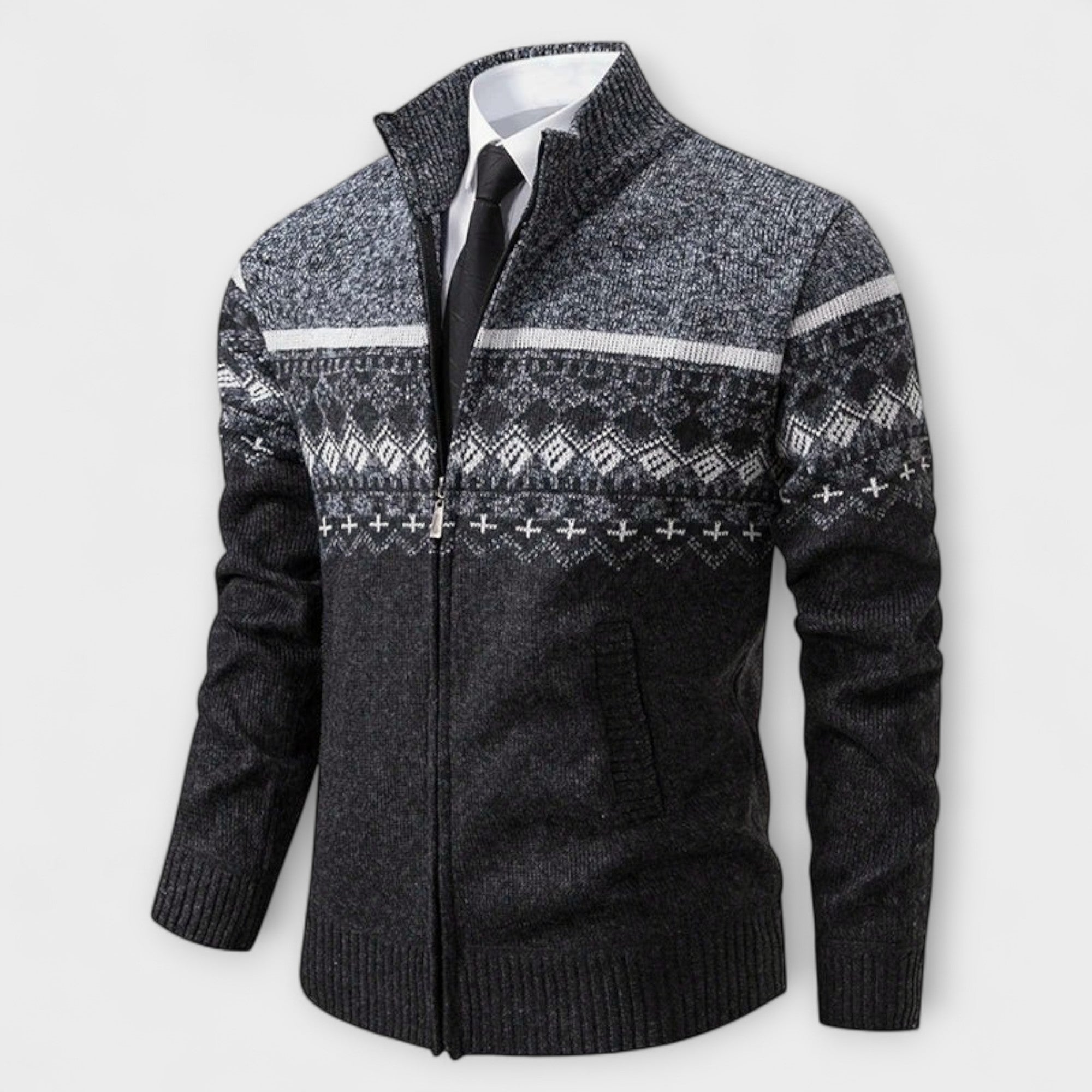 Howard™ – Cardigan con Zip in Maglia Nordica