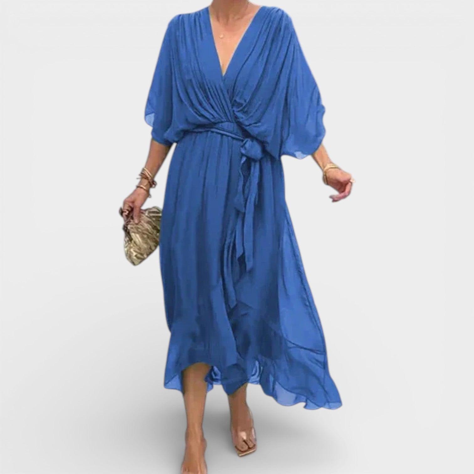 Abito in mussola di seta - Scollo a V - Elegante e alla moda