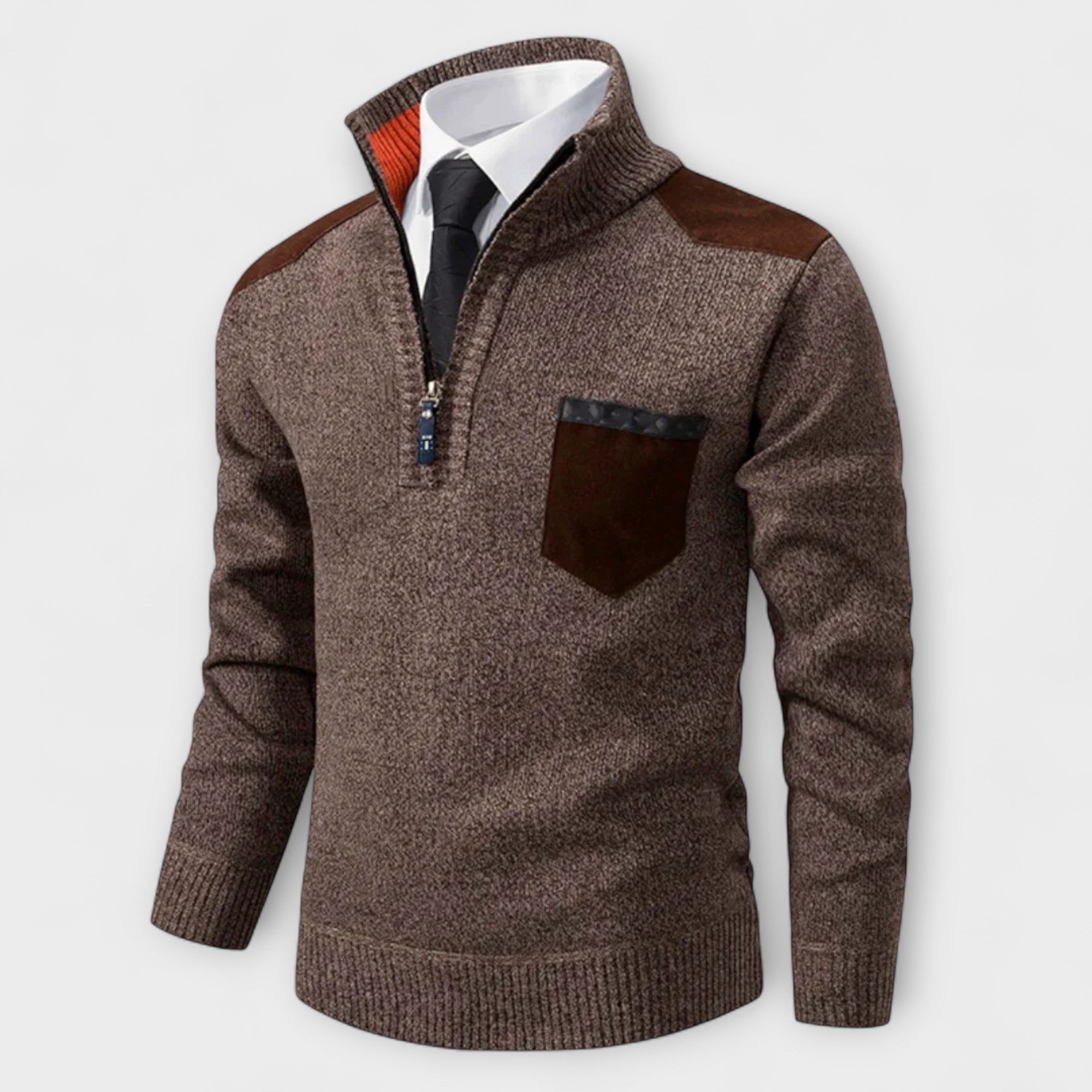 André | Maglione con zip e colletto polo – calore, eleganza e carattere