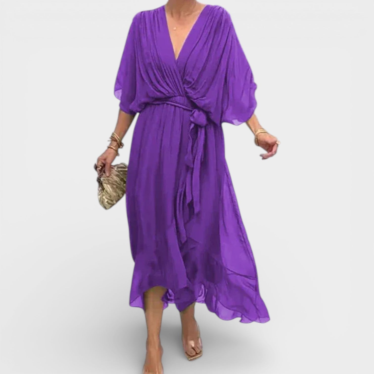 Abito in mussola di seta - Scollo a V - Elegante e alla moda