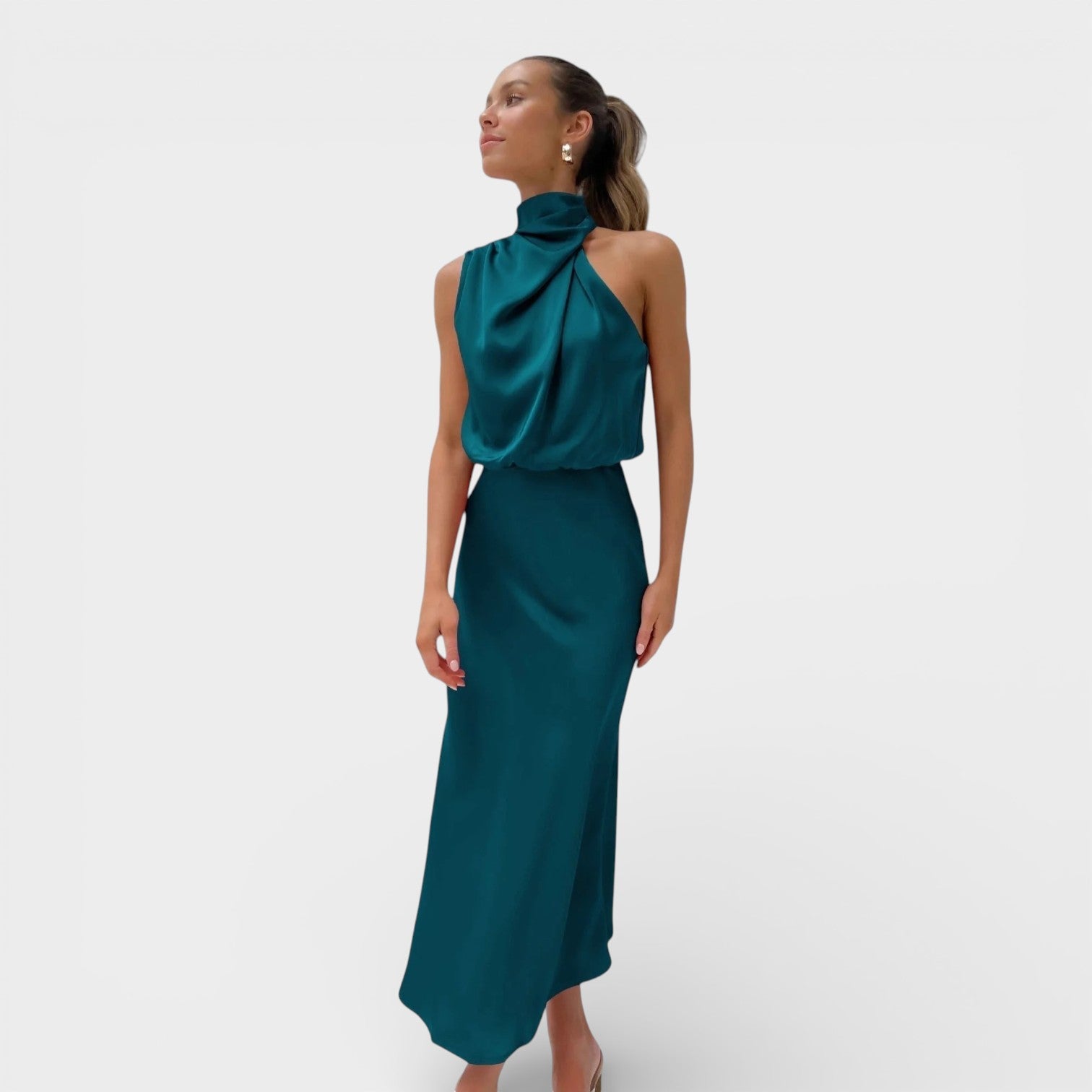 Flavia™ | Vestito glamour in raso con cavezza