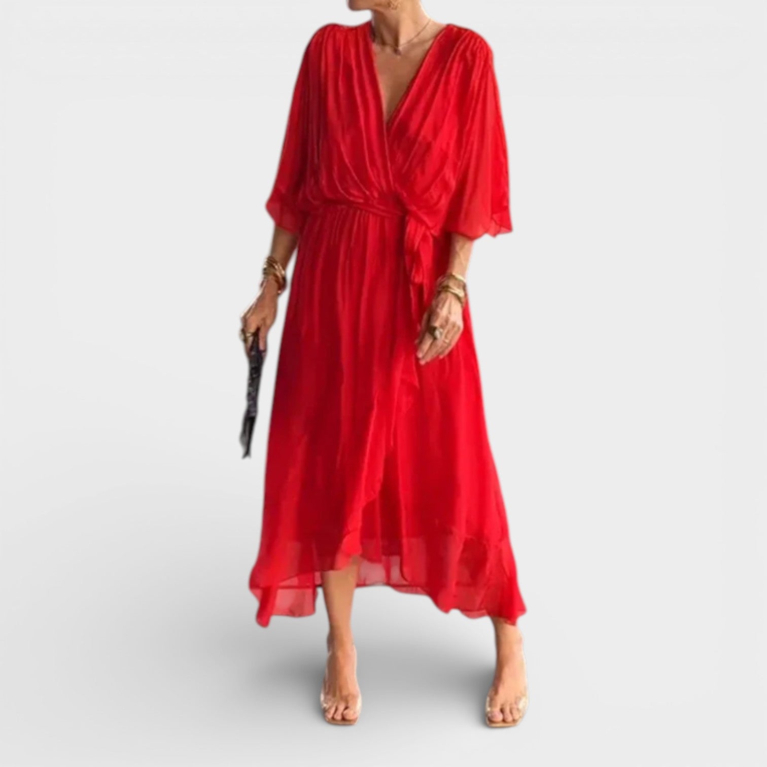 Abito in mussola di seta - Scollo a V - Elegante e alla moda