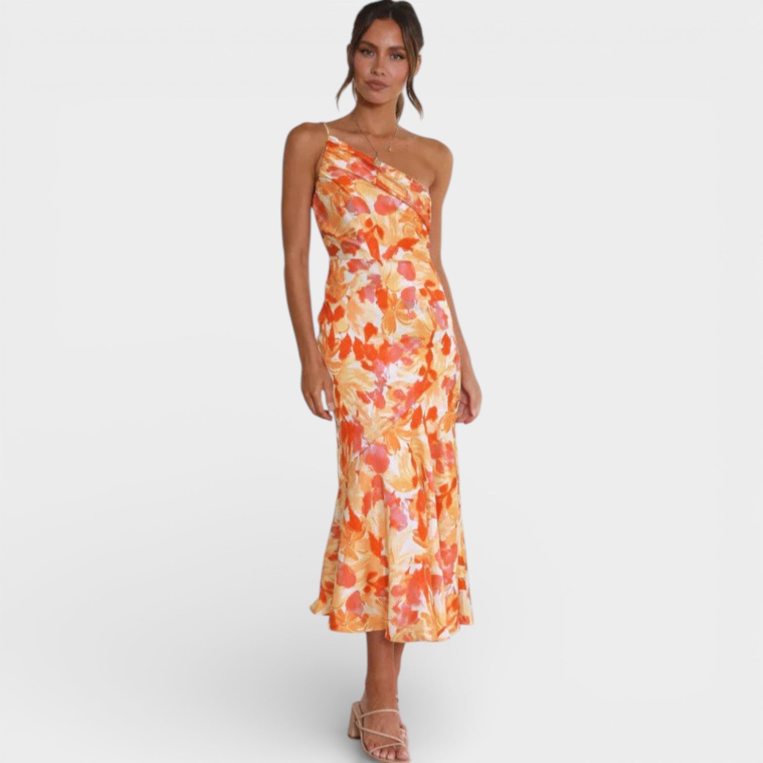 Aeris | Abito lungo asimmetrico con stampa floreale