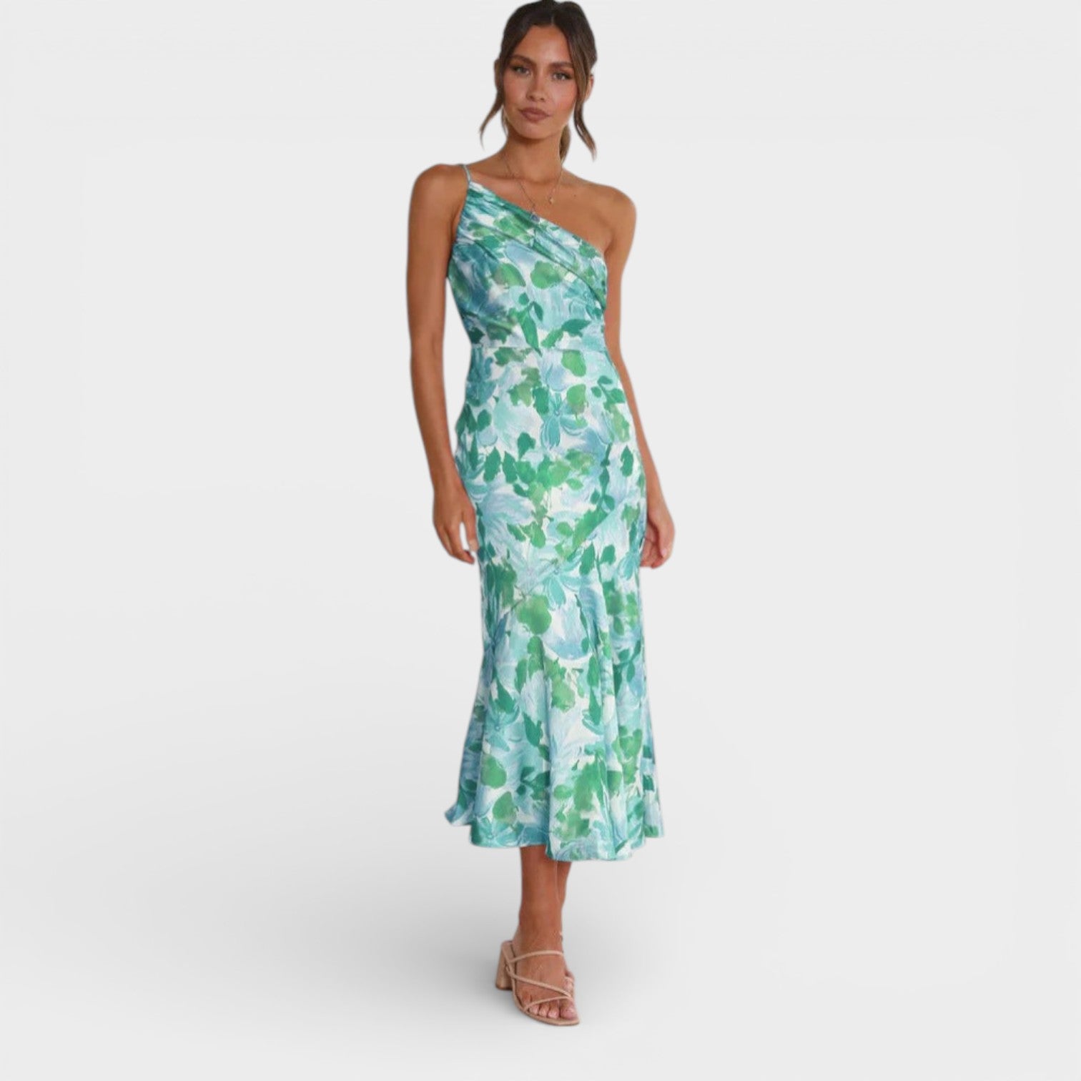 Aeris | Abito lungo asimmetrico con stampa floreale