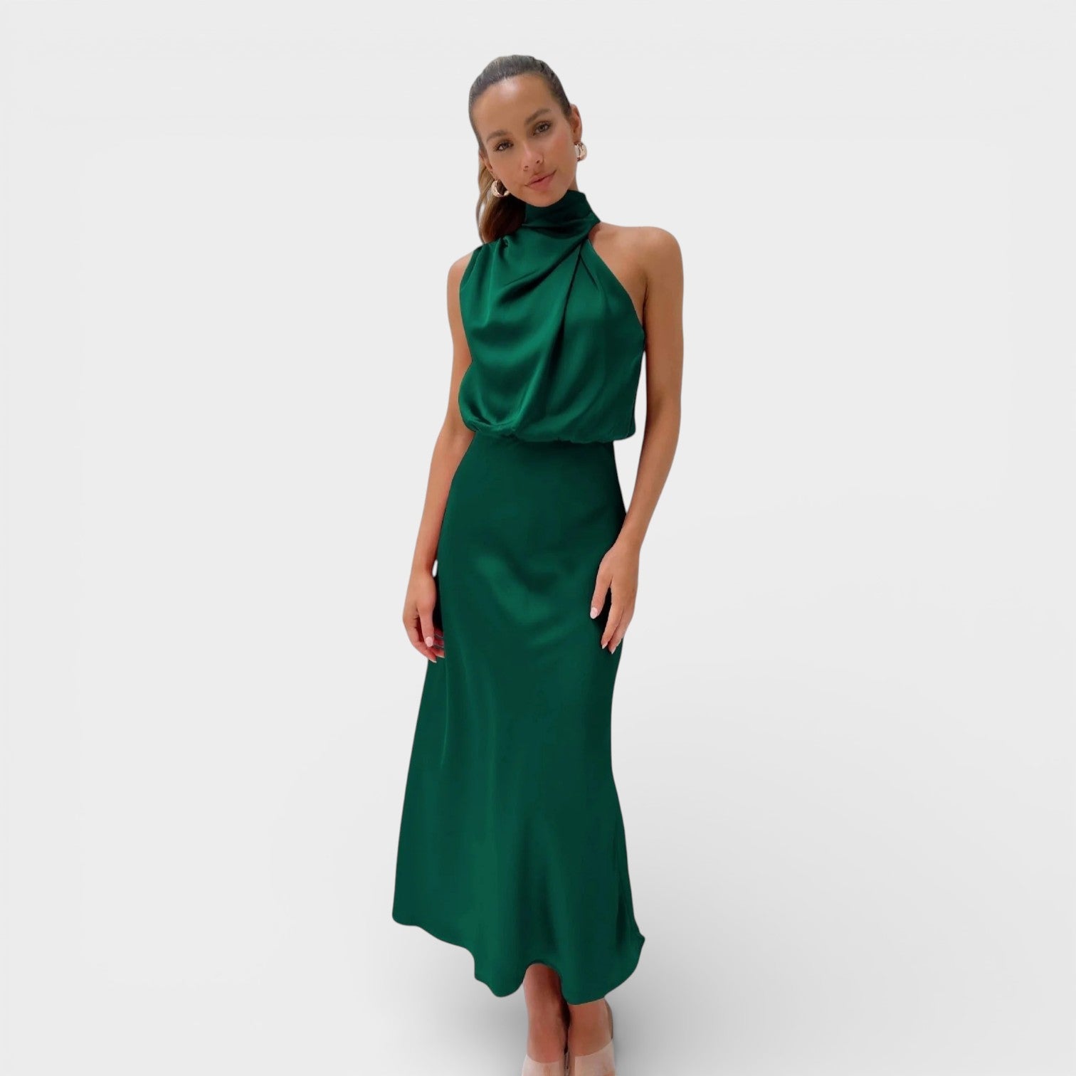 Flavia™ | Vestito glamour in raso con cavezza