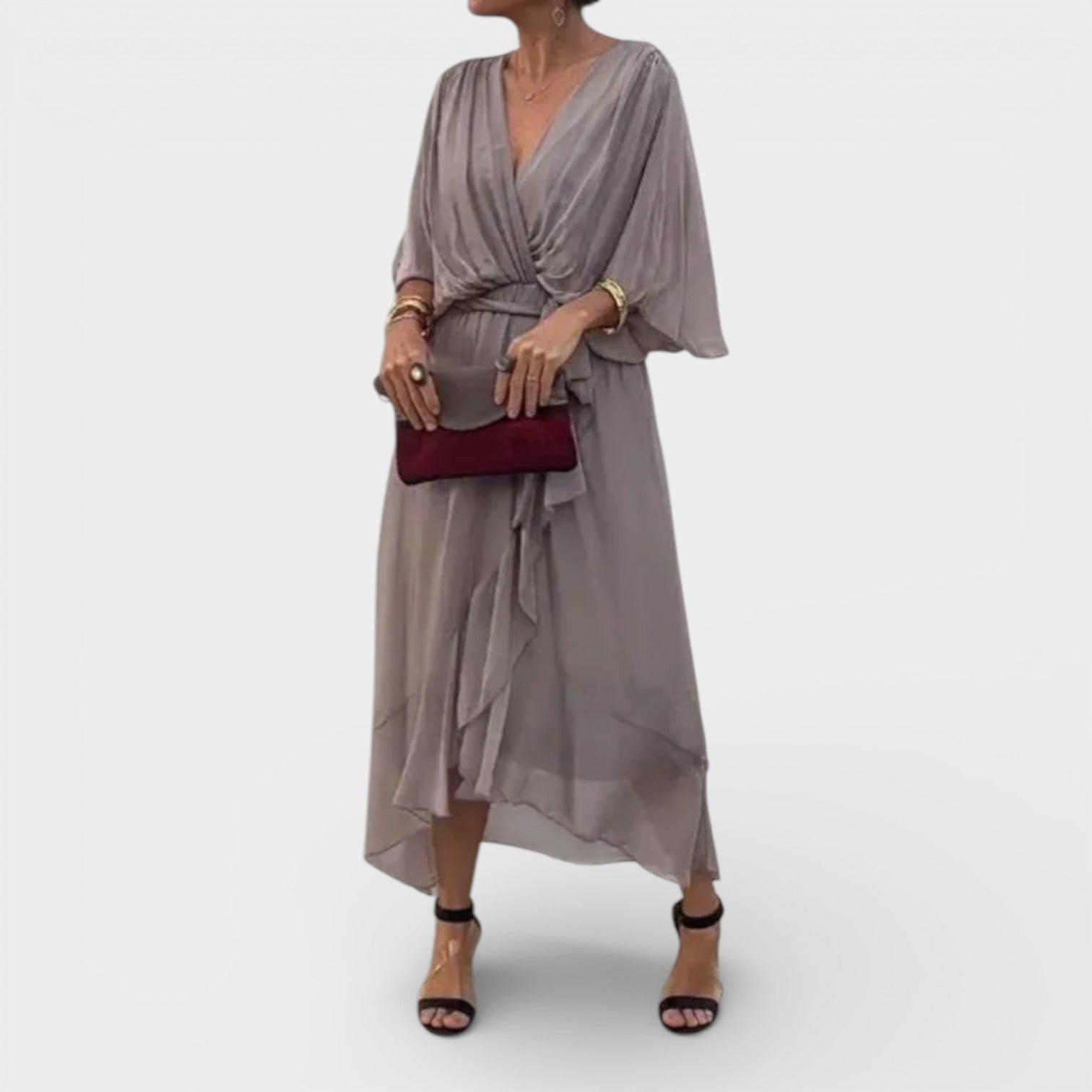 Abito in mussola di seta - Scollo a V - Elegante e alla moda