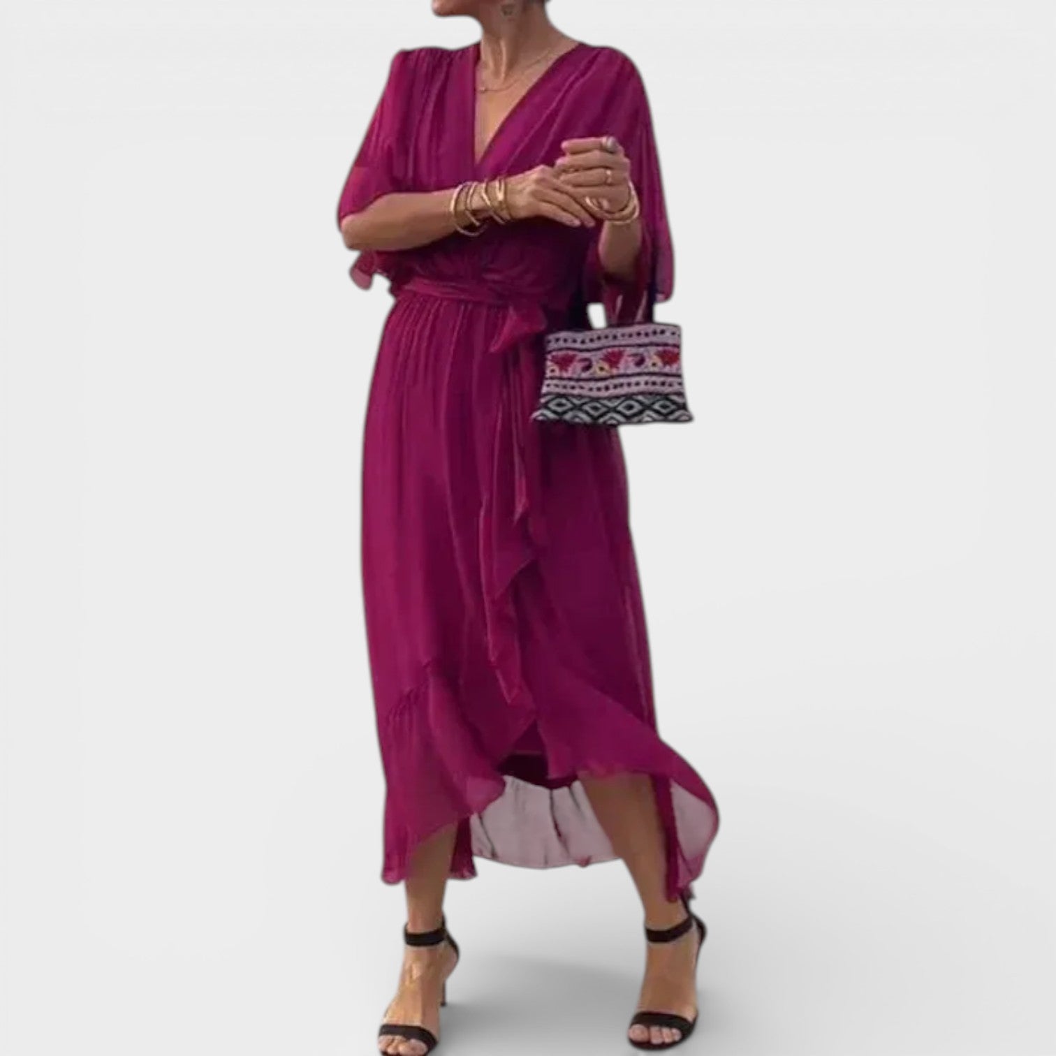 Abito in mussola di seta - Scollo a V - Elegante e alla moda