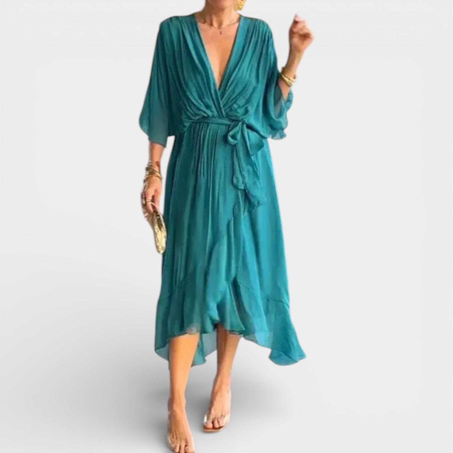 Abito in mussola di seta - Scollo a V - Elegante e alla moda