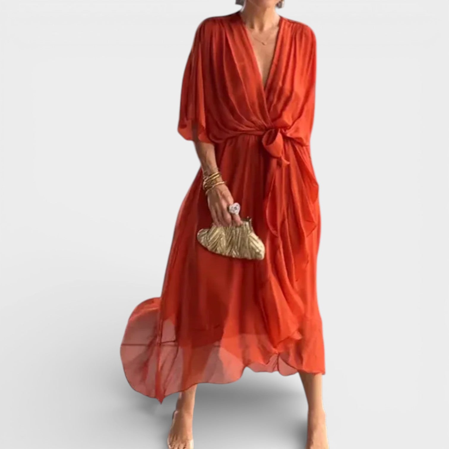 Abito in mussola di seta - Scollo a V - Elegante e alla moda