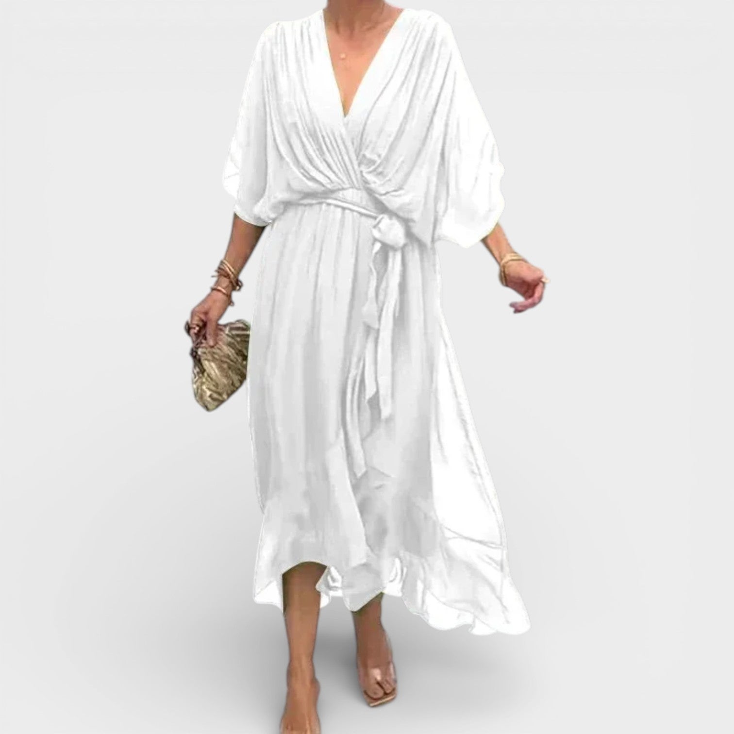 Abito in mussola di seta - Scollo a V - Elegante e alla moda