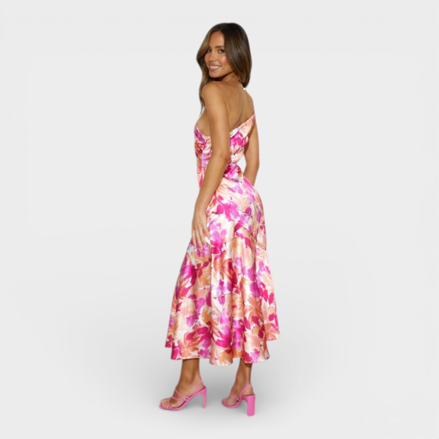 Aeris | Abito lungo asimmetrico con stampa floreale