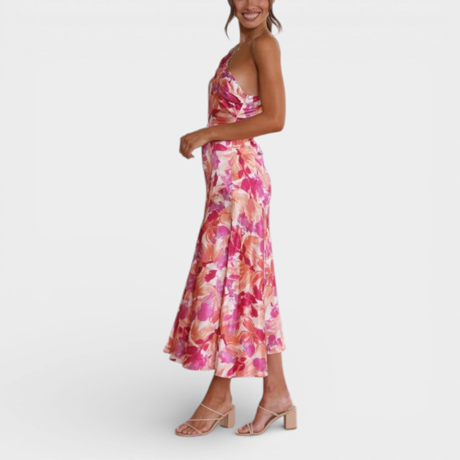 Sophie | Abito Midi Floreale con Spalla Scoperta